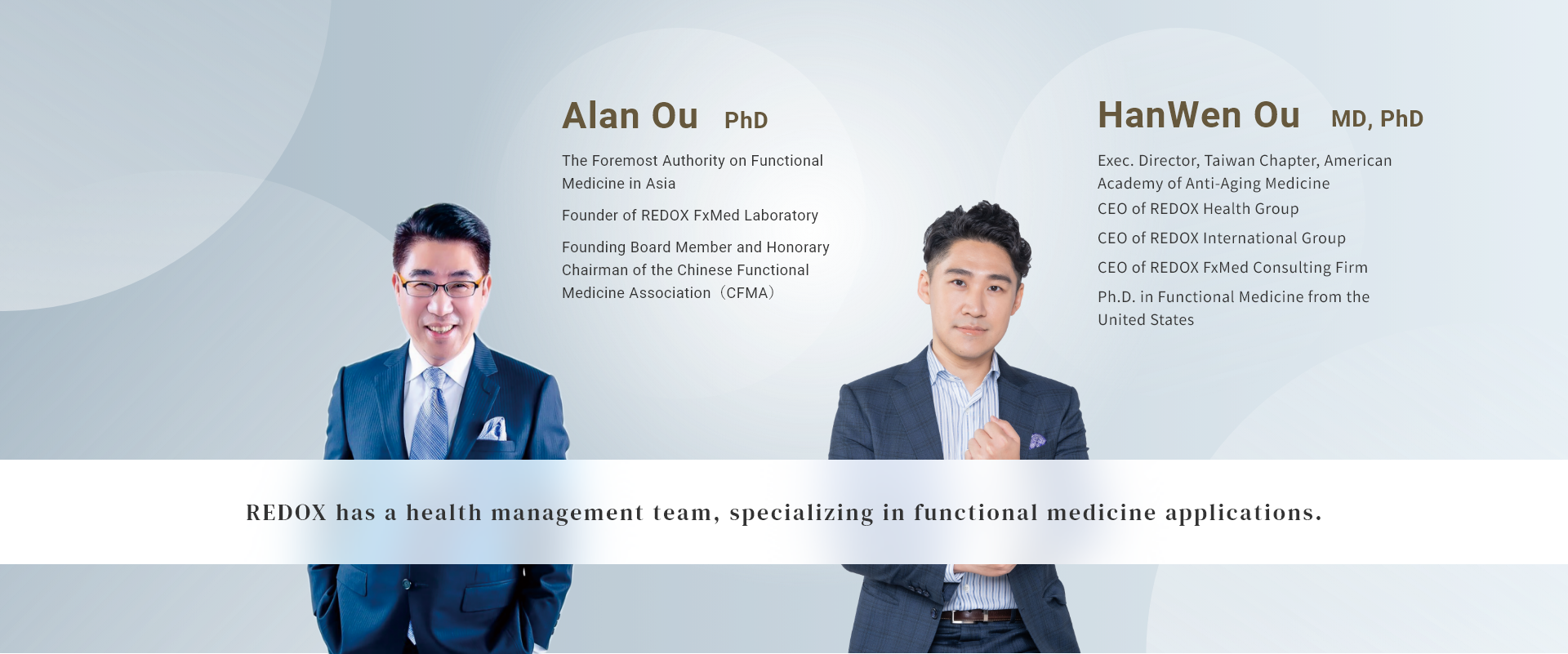 REDOX has a health management team, specializing in functional medicine applications.